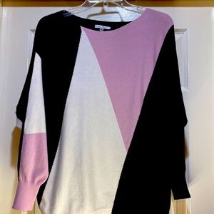 Lightweight Sweater- Size Large- black/lavender and white color block.Very soft